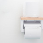 Japanese domestic toiletpaper holder on white wall
