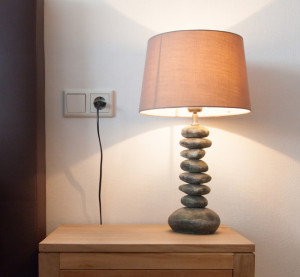 Modern table lamp on a bedside table