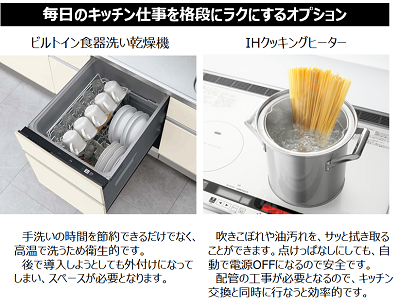 食器洗い乾燥機やＩＨヒーターで家事を効率化！使い勝手を向上しよう！