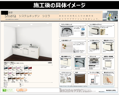 システムキッチン交換の施工後の具体的なイメージ