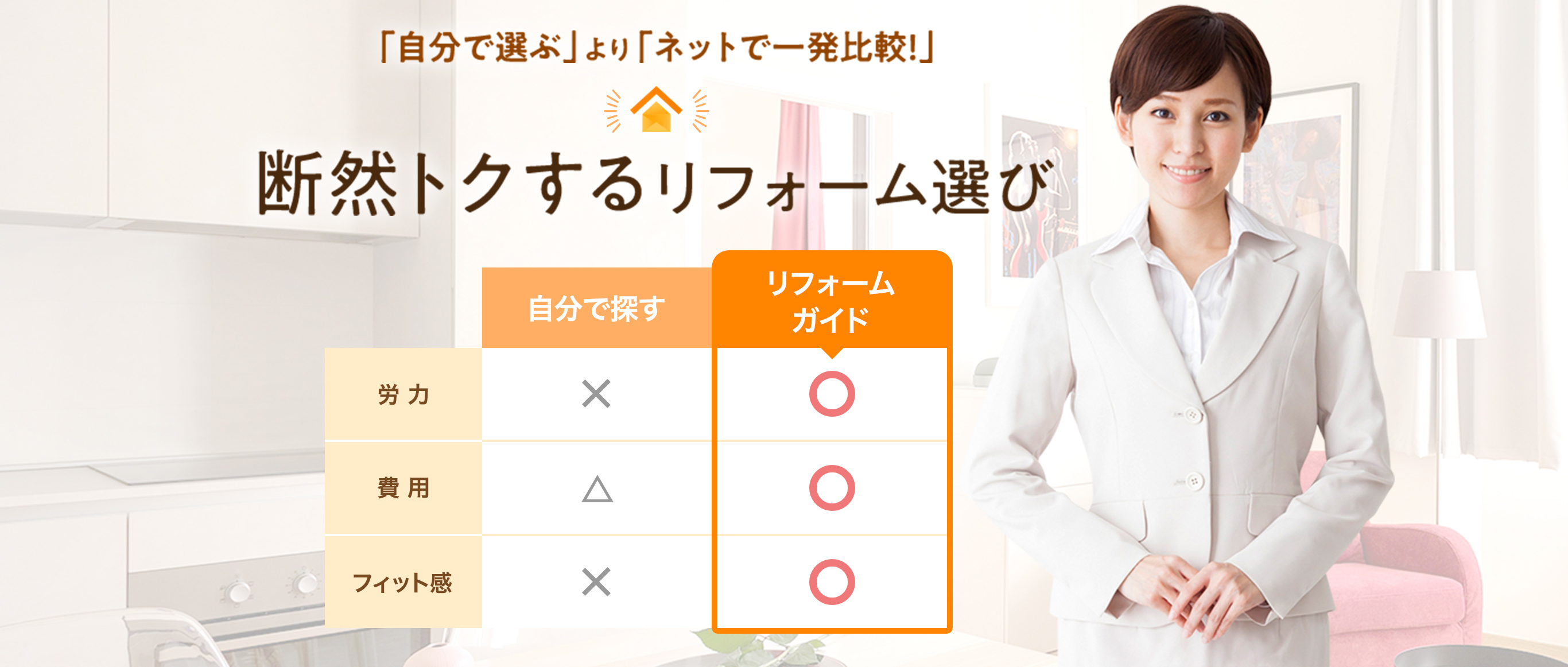「自分で選ぶ」より「ネットで一発比較！」断然トクするリフォーム選び