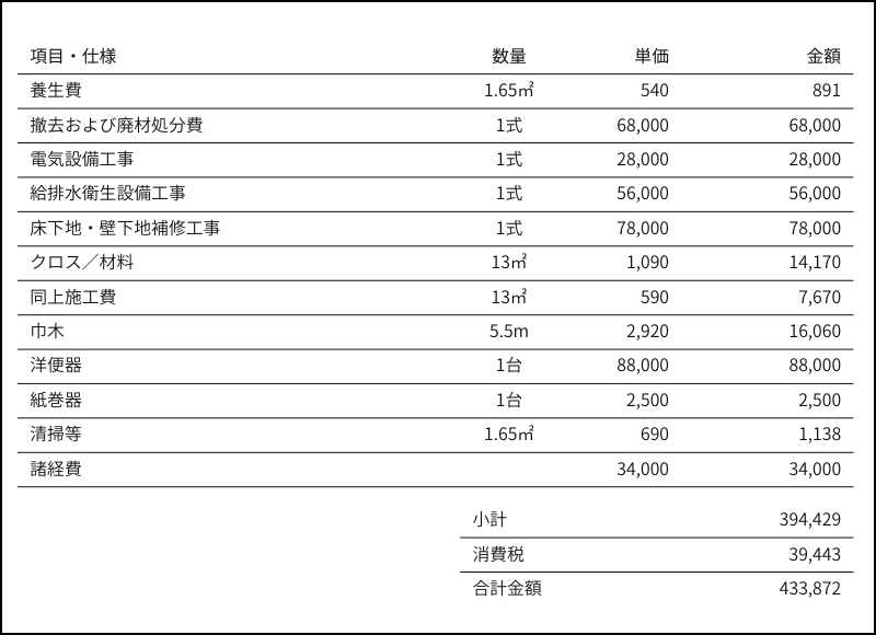 実際の見積書例