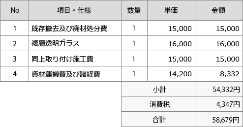 窓のガラスを防音機能があるものに取り換える工事の見積2