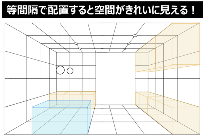 家具や照明は等間隔で配置すべし！