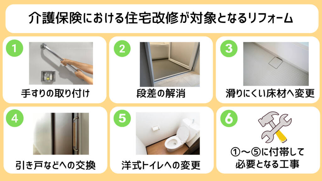 介護保険における住宅改修が対象となるリフォーム