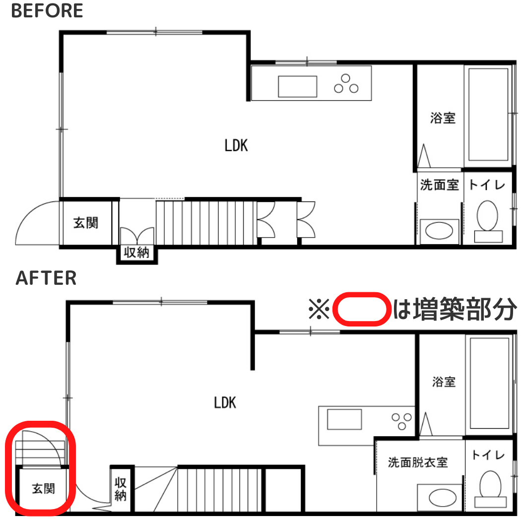 玄関増築リフォーム　間取り図