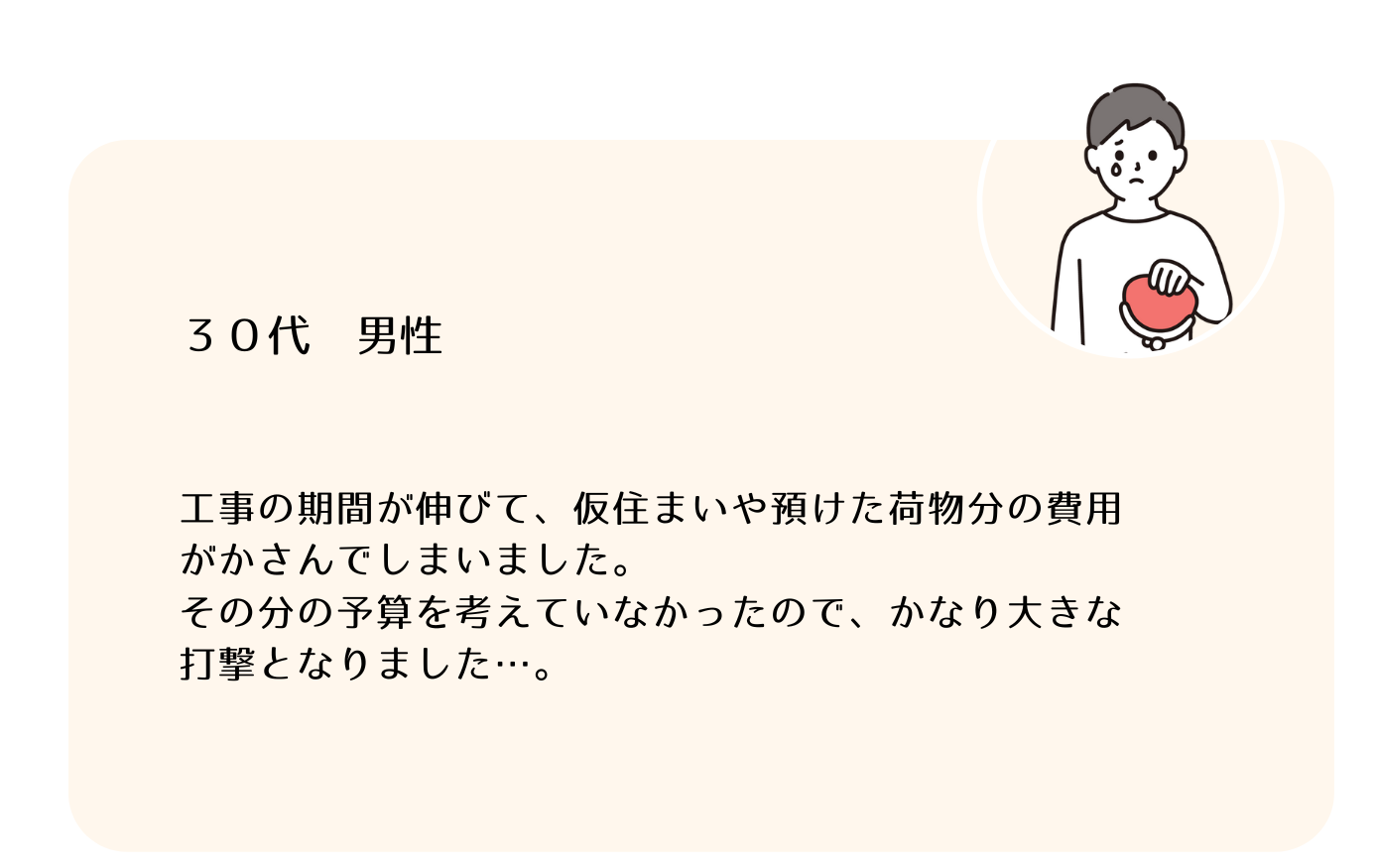 工事期間が延びた時の費用を考えていなくて後悔