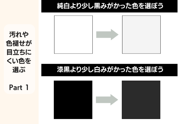 汚れや色褪せが目立ちにくい色①