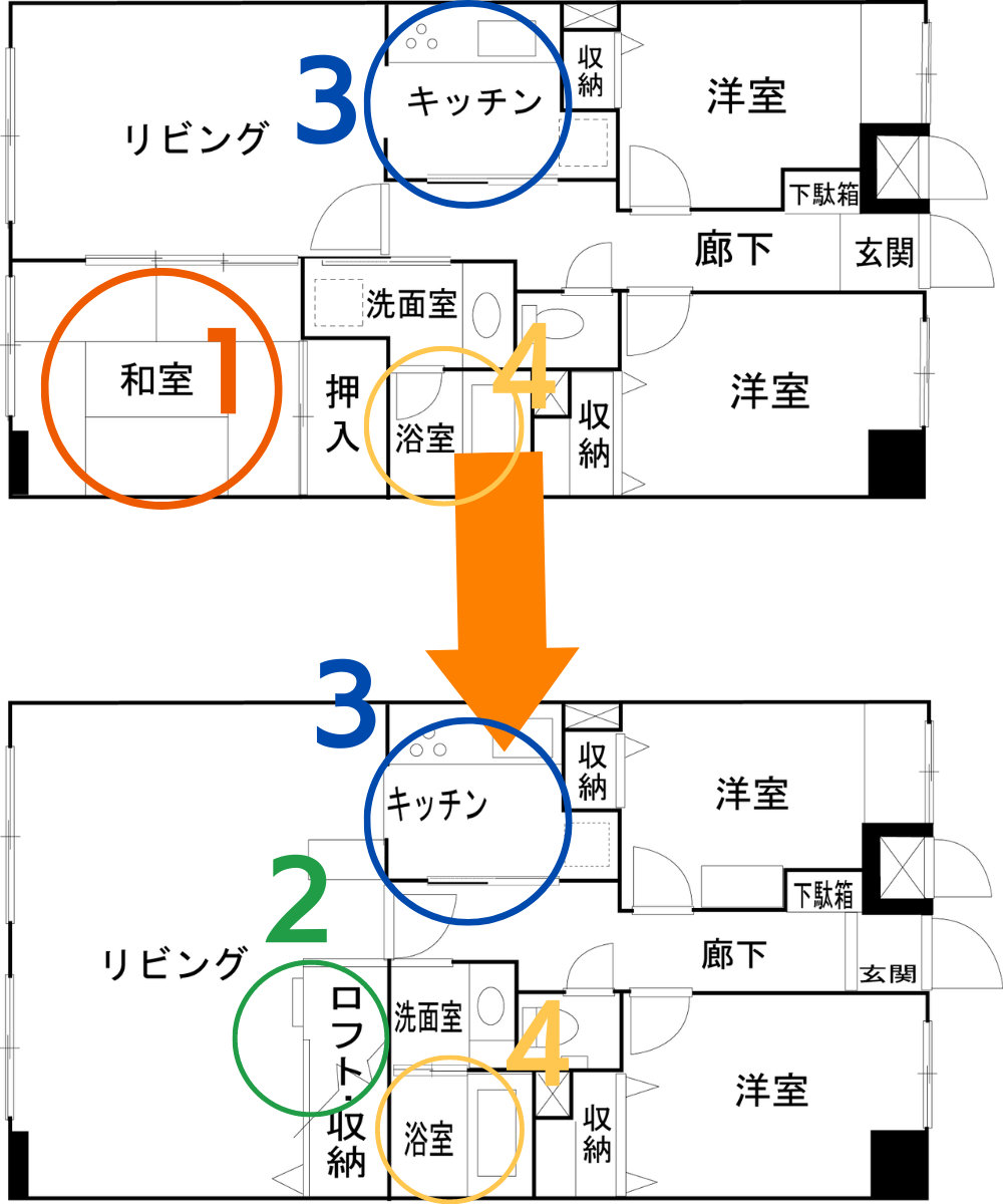 70㎡　事例2間取り図