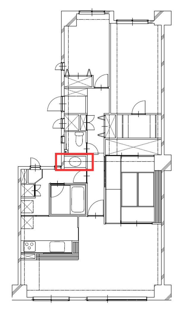 洗面台を移動する前の間取り図