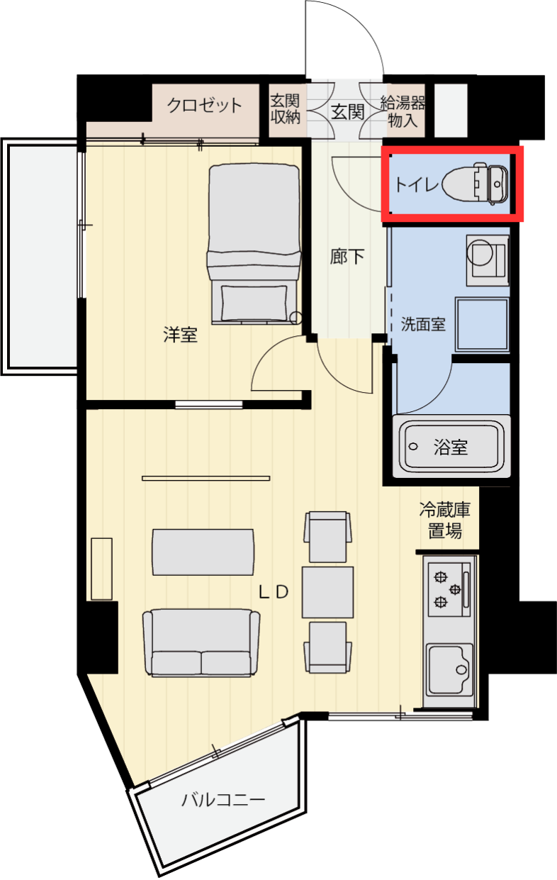 トイレを移動した後の間取り図