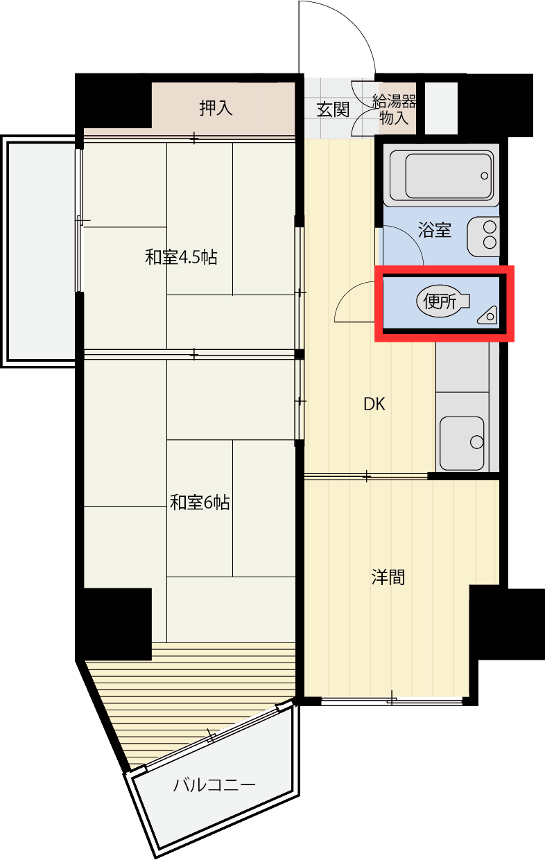 トイレを移動する前の間取り図