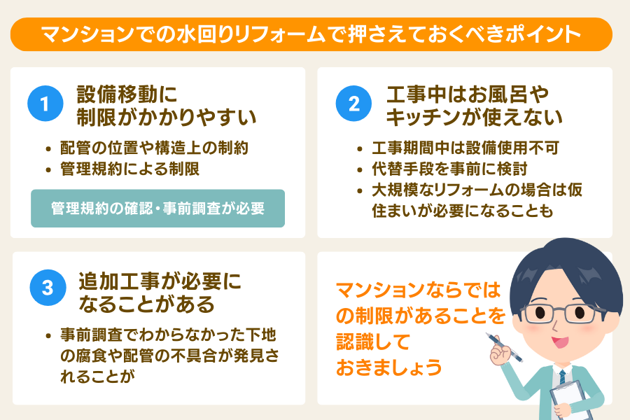 マンションでの水回りリフォームで押さえておくべきポイント
