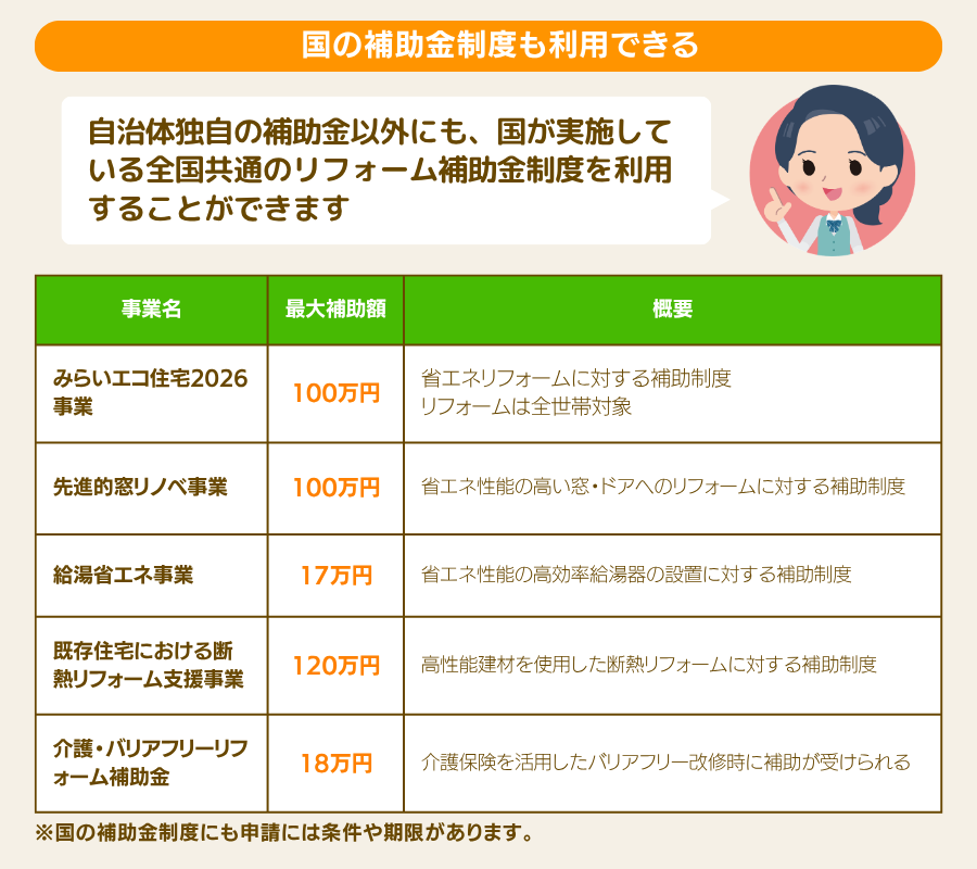 国の補助金も活用できる
