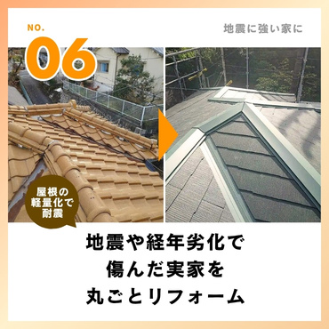 事例⑥：地震や経年劣化で傷んだ実家を丸ごとリフォーム【1,470万円】