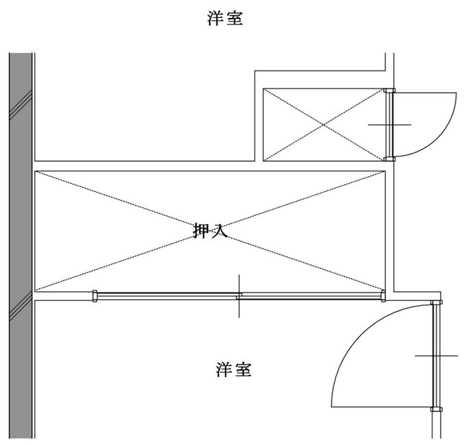 押入れをウォークインクローゼットにリフォーム　図面